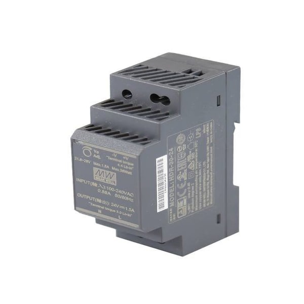 Power Supply, 85 to 264V AC, 24V DC, 30W, 1.5A, DIN Rail